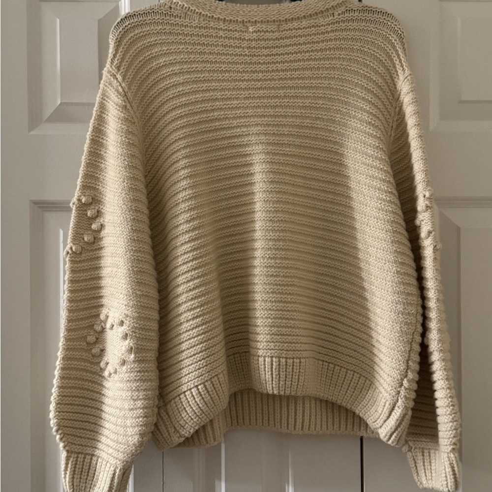 Lush Cream Textured Knit Sweater - Picture 3 of 3